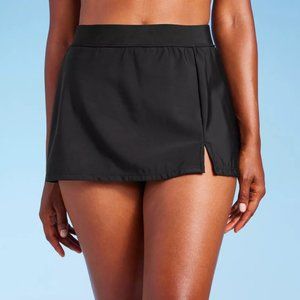 Women's Split Swim Skirt - Aqua Green - Black